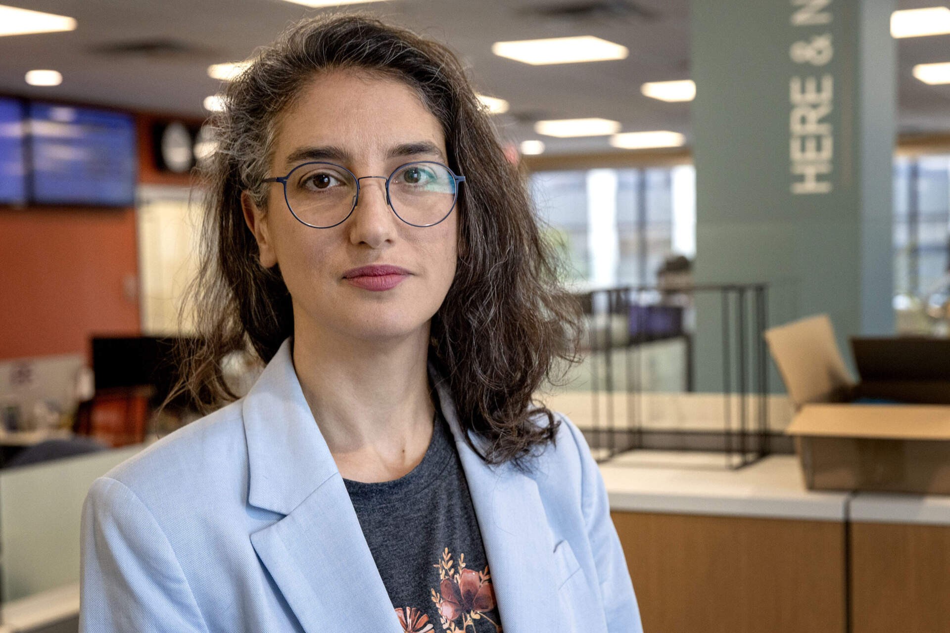 Israeli journalist, Harvard lecturer and podcaster Romy Neumark. (Robin Lubbock/WBUR)