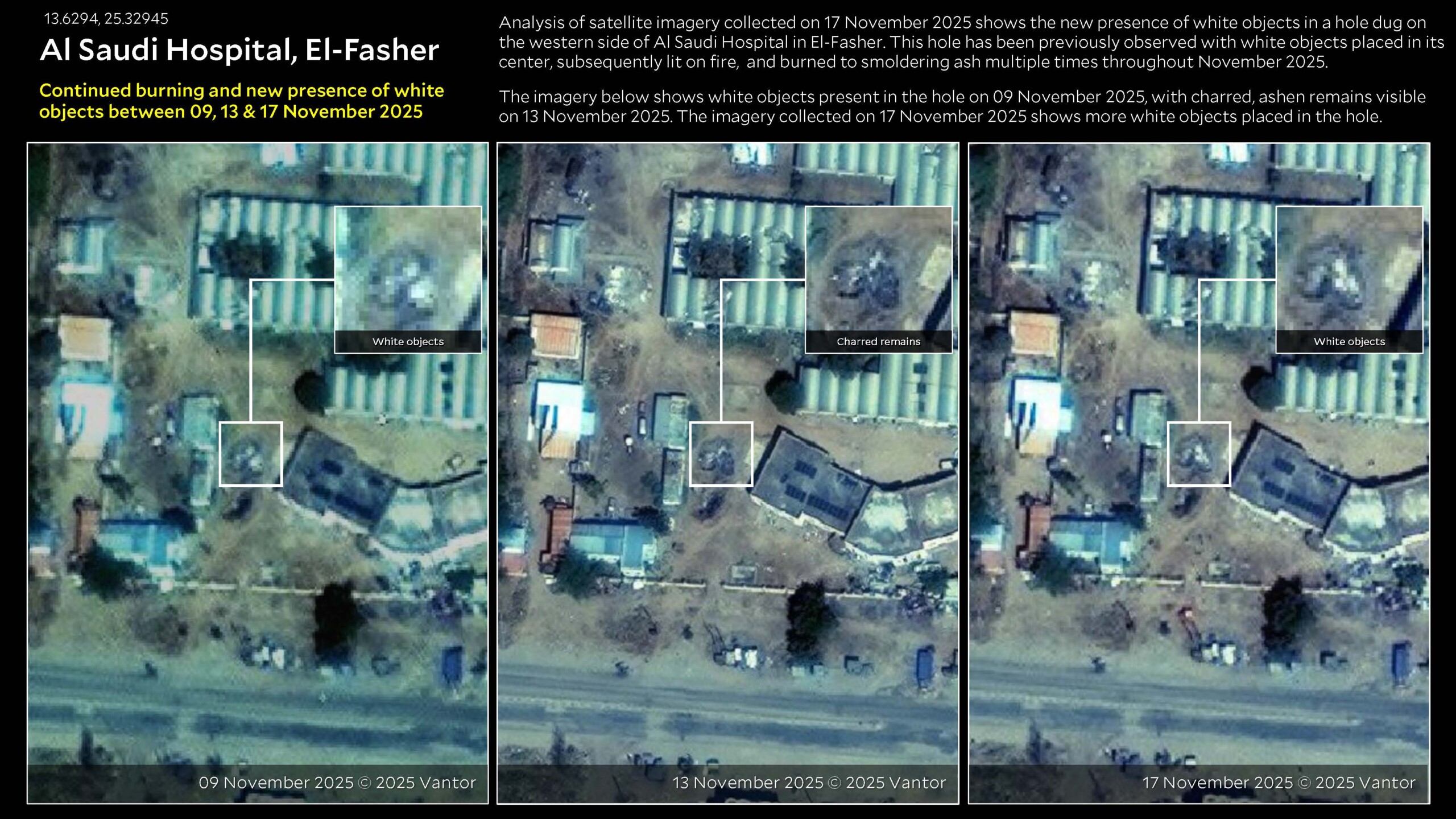 New Yale HRL satellite evidence: ‘Empty markets, ongoing body disposal’ in North Darfur capital