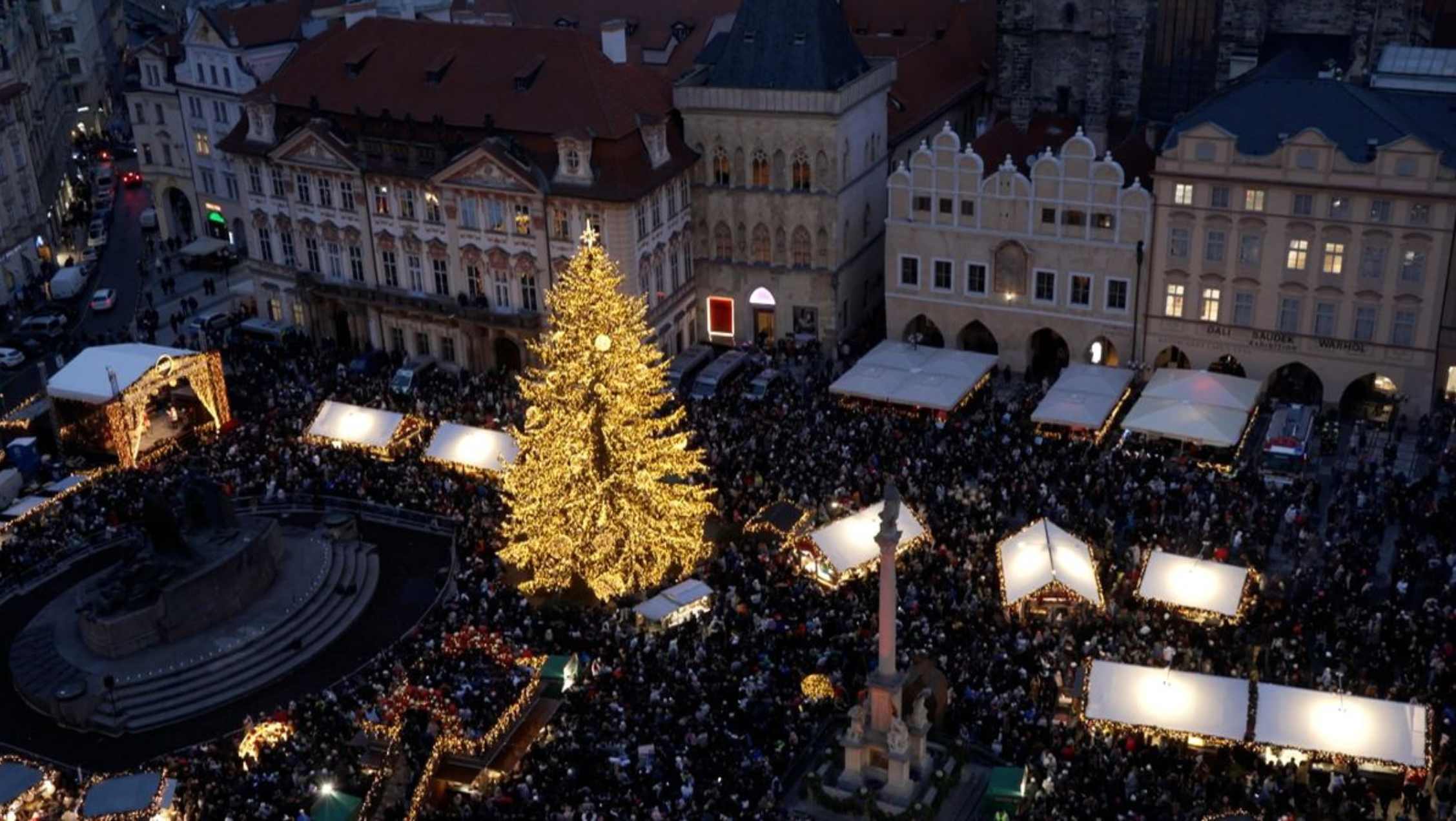 Prague Old Town Christmas Tree Lights Up