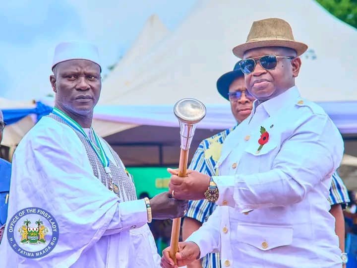 Sanda Magbolontor Chiefdom Rejoices as President Bio Installs PC Brima Sanda Jim Abu Kinthor V