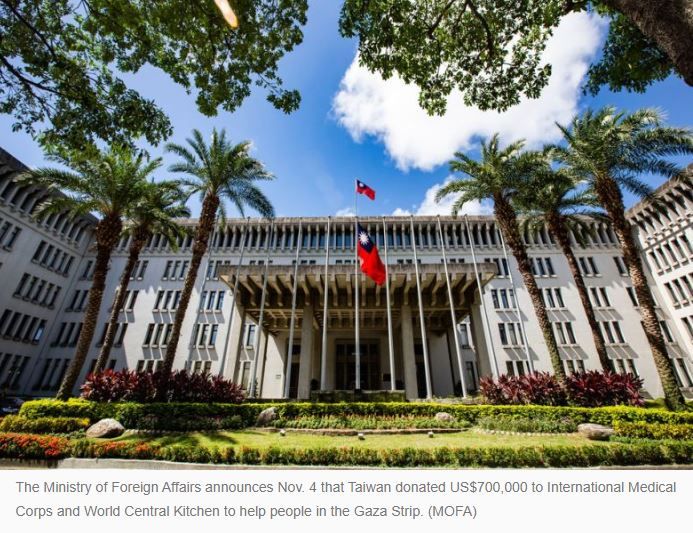 Taiwan donates USD 700K to NGOs working in Gaza