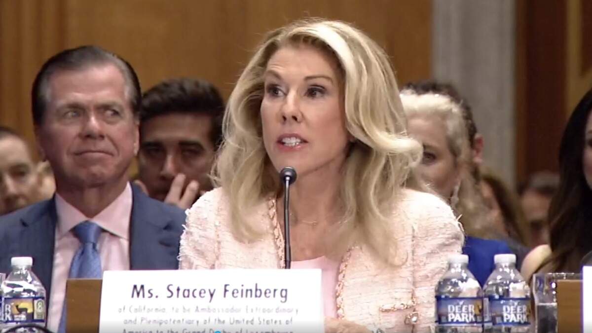 US ambassador to Luxembourg Stacey Feinberg, seen in a video stream of her US Senate confirmation hearing on 12 June 2025