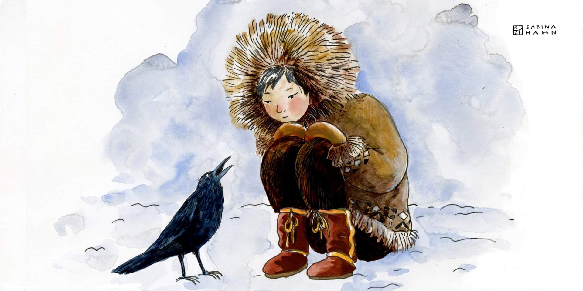 A person and a bird. (Sabina Hahn for WBUR)