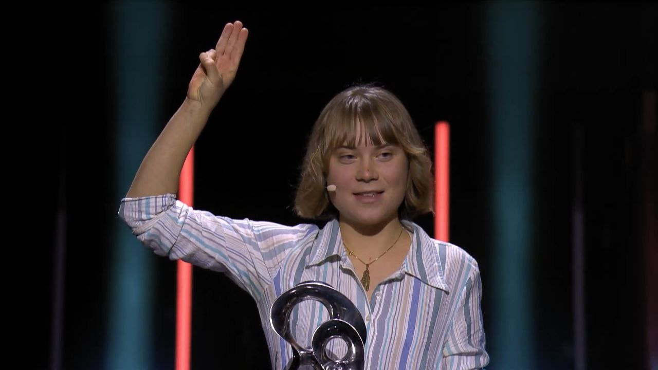 Greta Thunberg shows support for Myanmar at Right Livelihood Award ceremony in Sweden