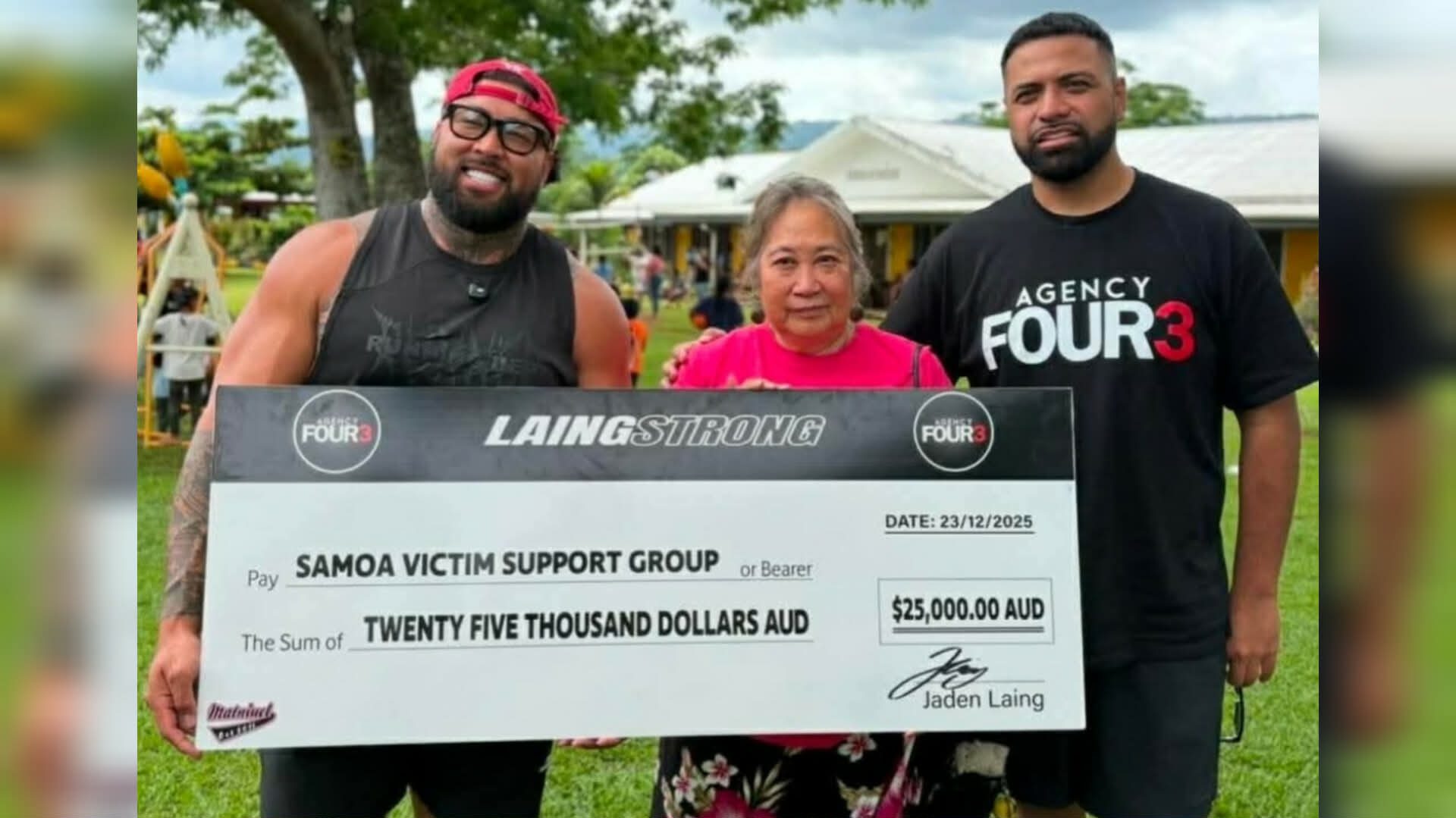 Jaden Laing and Christian Brown Bless Children of the Campus of Hope for Christmas