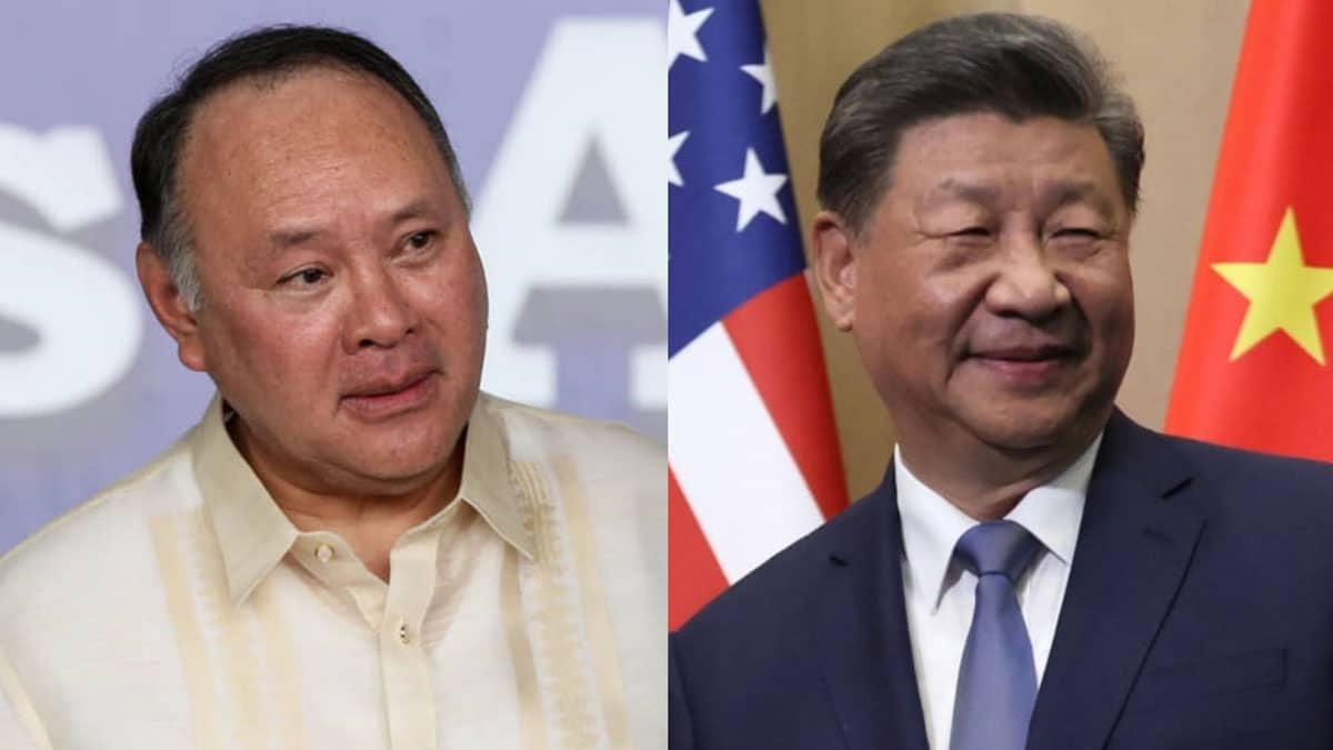 Defense Secretary Gilberto Teodoro Jr.Chinese President Xi Jinping (Photo by Leah Millis / POOL / AFP)