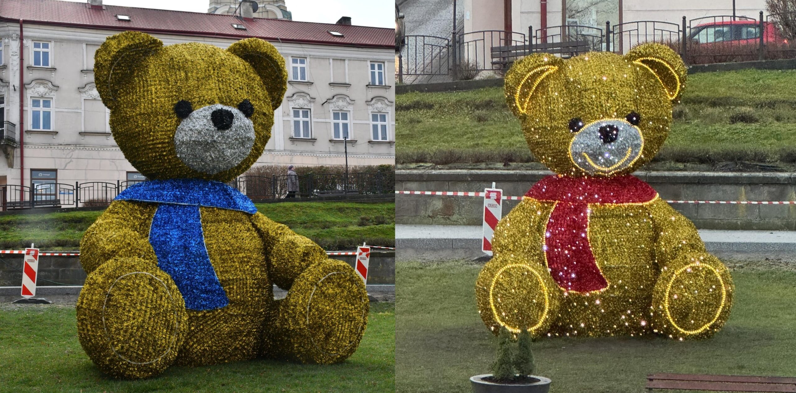 Polish city changes colour of Christmas bear’s scarf after complaints it looked too Ukrainian