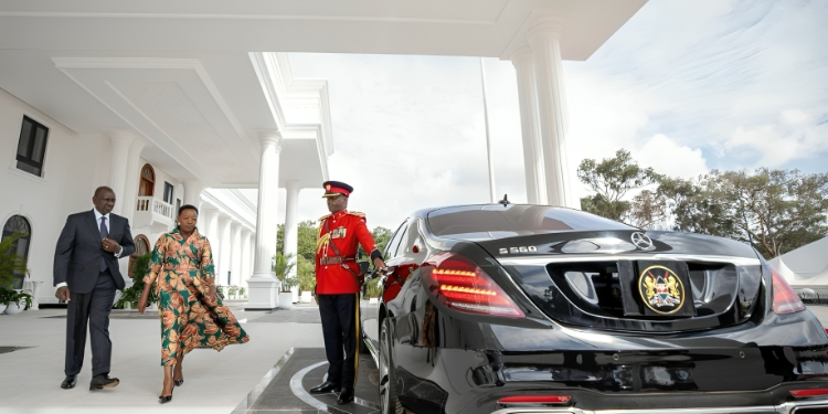 A Photo Showing President Ruto And Racheal Ruto Entering The Mercedes Benz S560. Photo/William Ruto Facebook