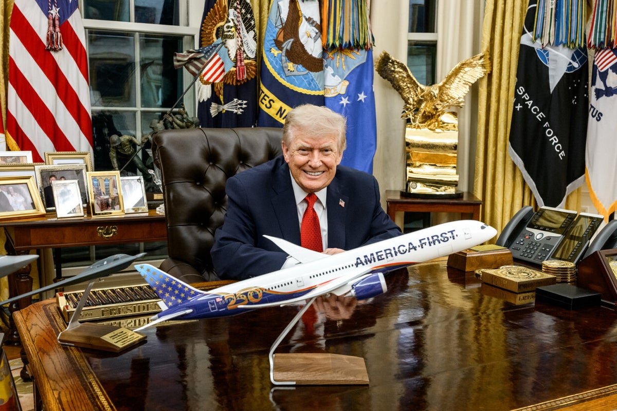 Trump shows off design for ‘America First 250’ plane in flurry of morning social media posts