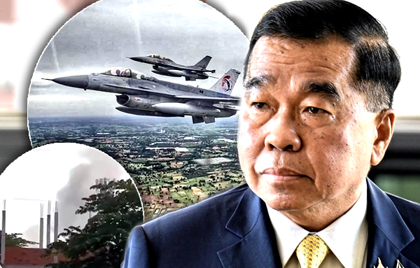 War rages on as F16s bomb a supply depot in Poipet as Defence Minister warns of oil rig attack in Gulf