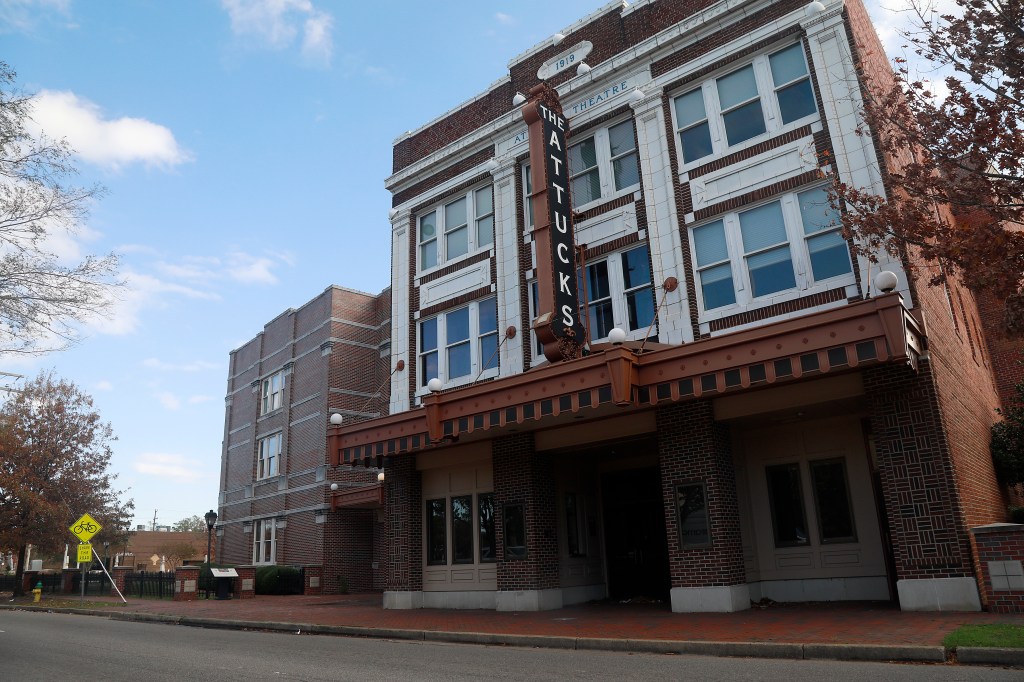 City dedicating marker at Attucks Theatre