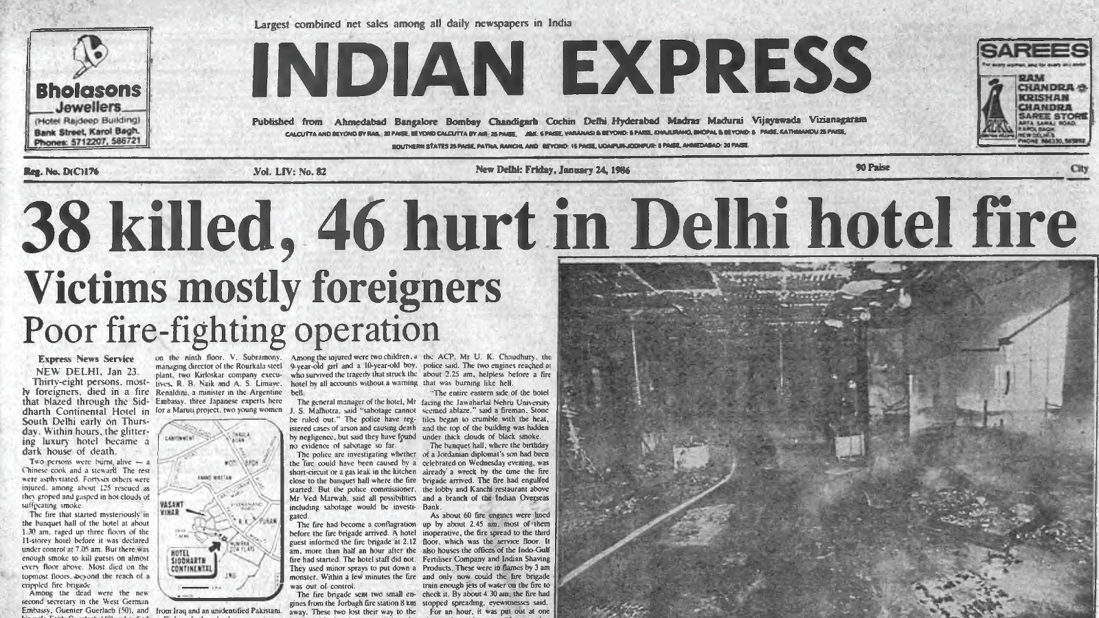 Delhi hotel fire kills 38, Kiwis beat India, L-G orders probe, Siddharth Continental Hotel, Forty Years Ago, editorial, Indian express, opinion news, current affairs
