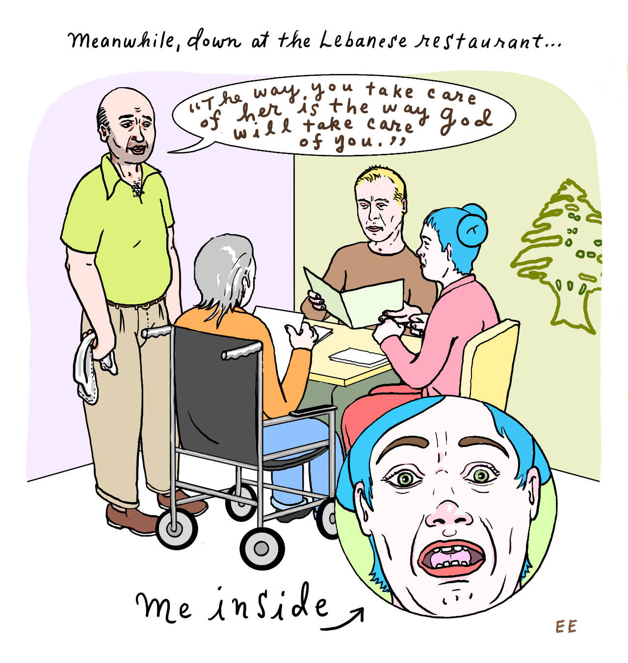 A drawing by Edie Everette made while providing care for her mother, who was living with dementia.