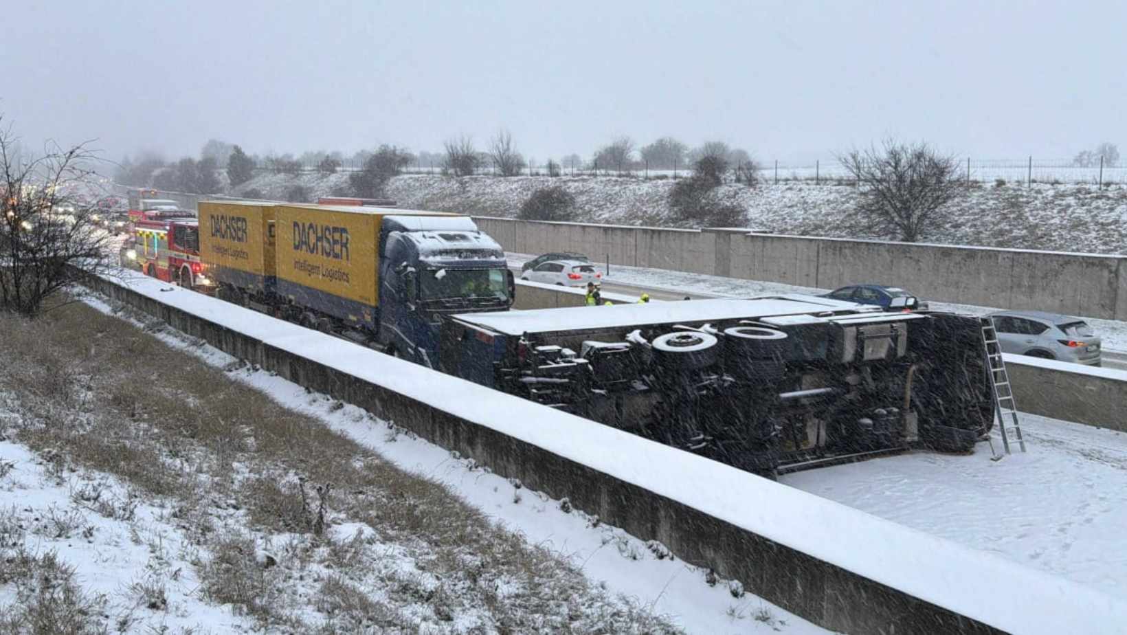 Heavy Snowfall Causes Traffic Chaos Across Czech Republic
