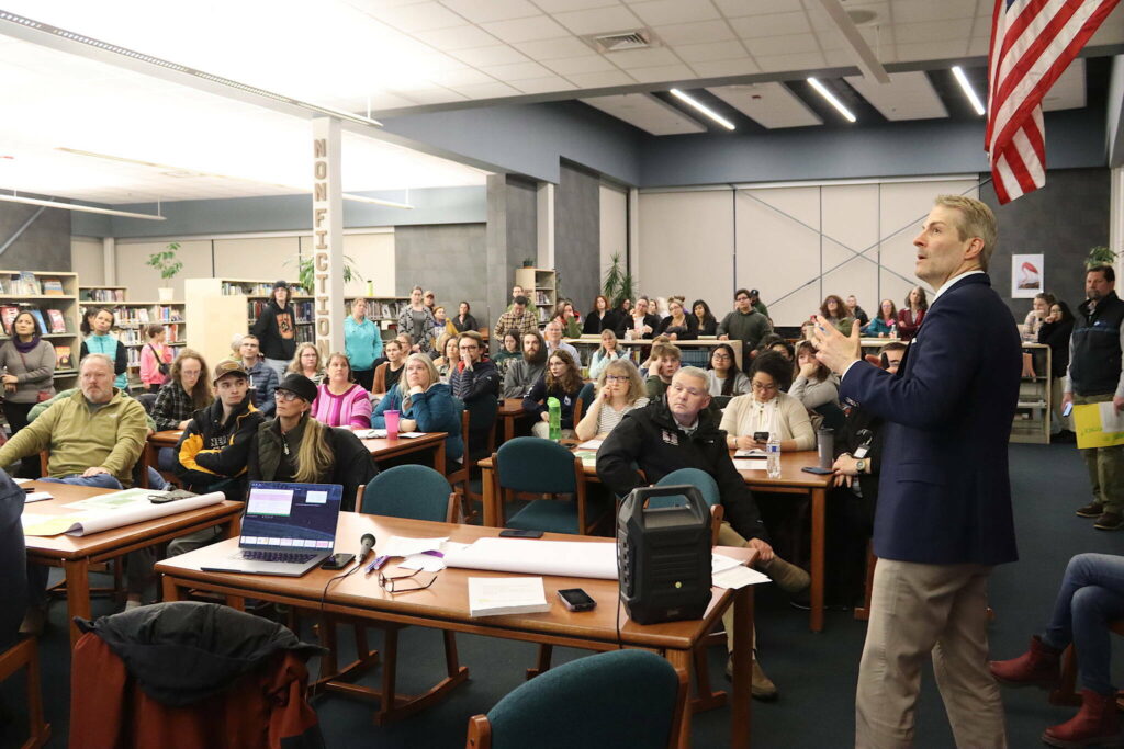 Juneau School District Superintendent Frank Hauser provides an overview of restructuring options being considered during a Community Budget Input Session in 2024. (Mark Sabbatini / Juneau Empire file photo)