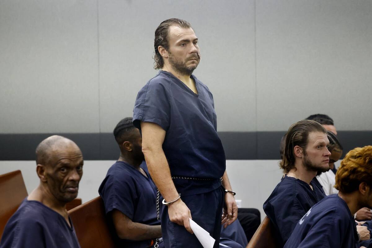 Victor Vondrasek, who was shot in the face by a constable during eviction, stands in court duri ...