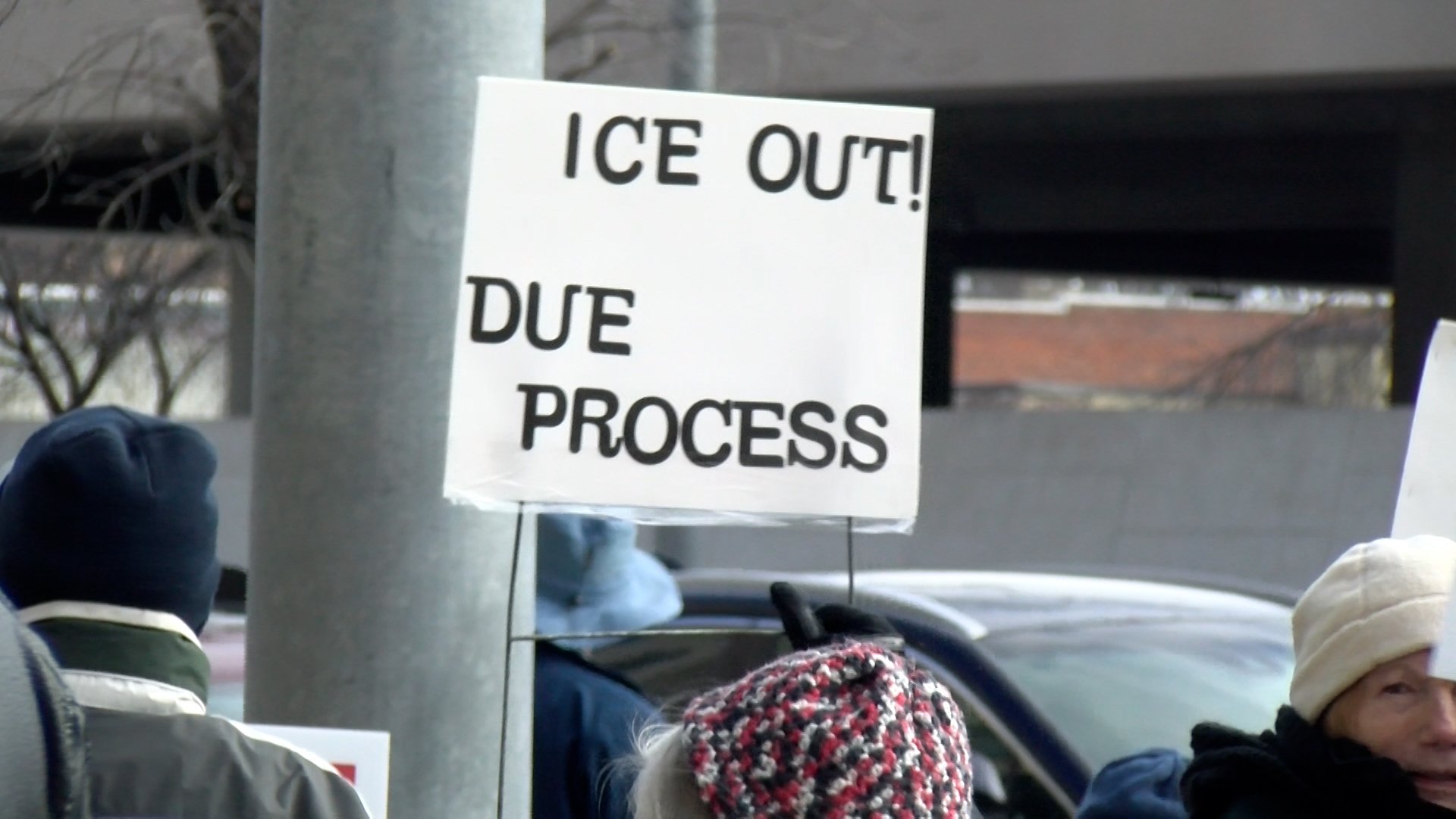 Protesters gather for "ICE Out For Good" rally in downtown Lincoln
