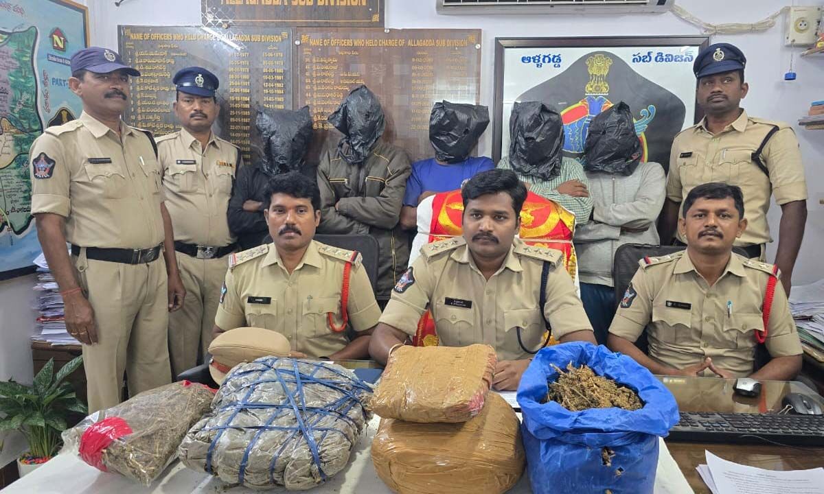 Sirivella police crack ganja racket; five held, 6 Kg contraband seized
