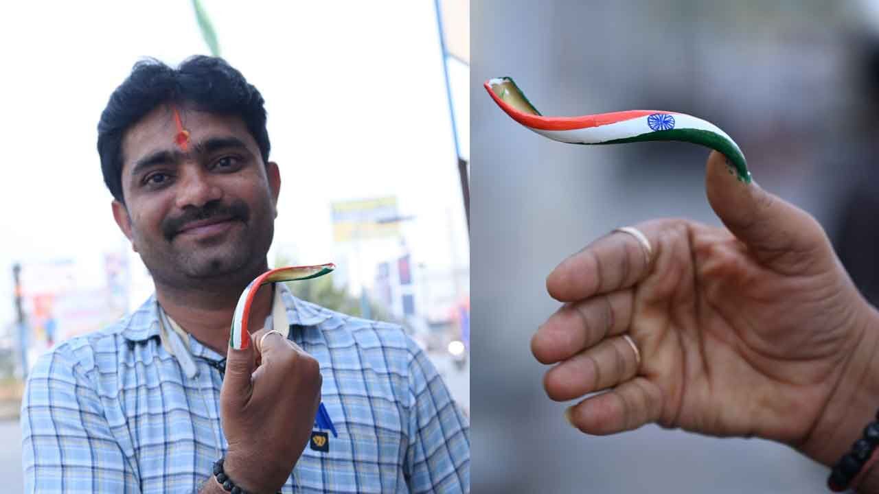 Teacher Paints Tricolour on Thumbnail