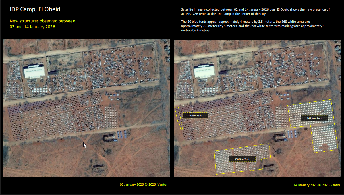 زيادة في الخيام بمراكزالإيواء في الأبيض - يناير 2026- مختبر جامعةييل