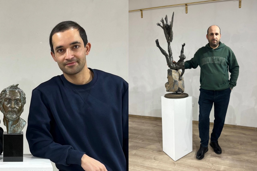 A winter dialogue between two sculptors