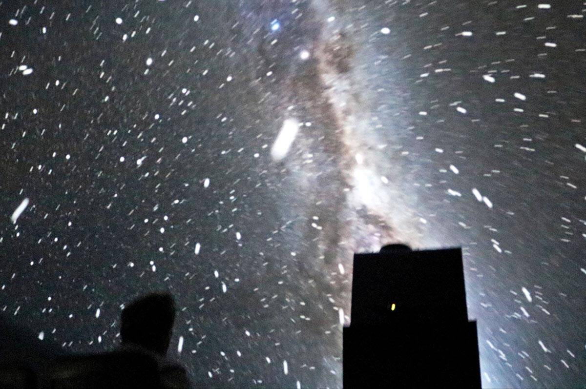 Members from Opportunity Village watch a theater show about space and the solar system at the C ...