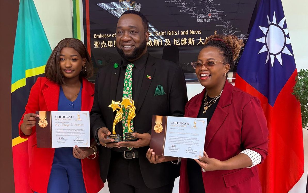 Ambassador Francis and Embassy of Saint Kitts and Nevis Recognised for Outstanding Contributions to Caribbean and African Community in Taiwan