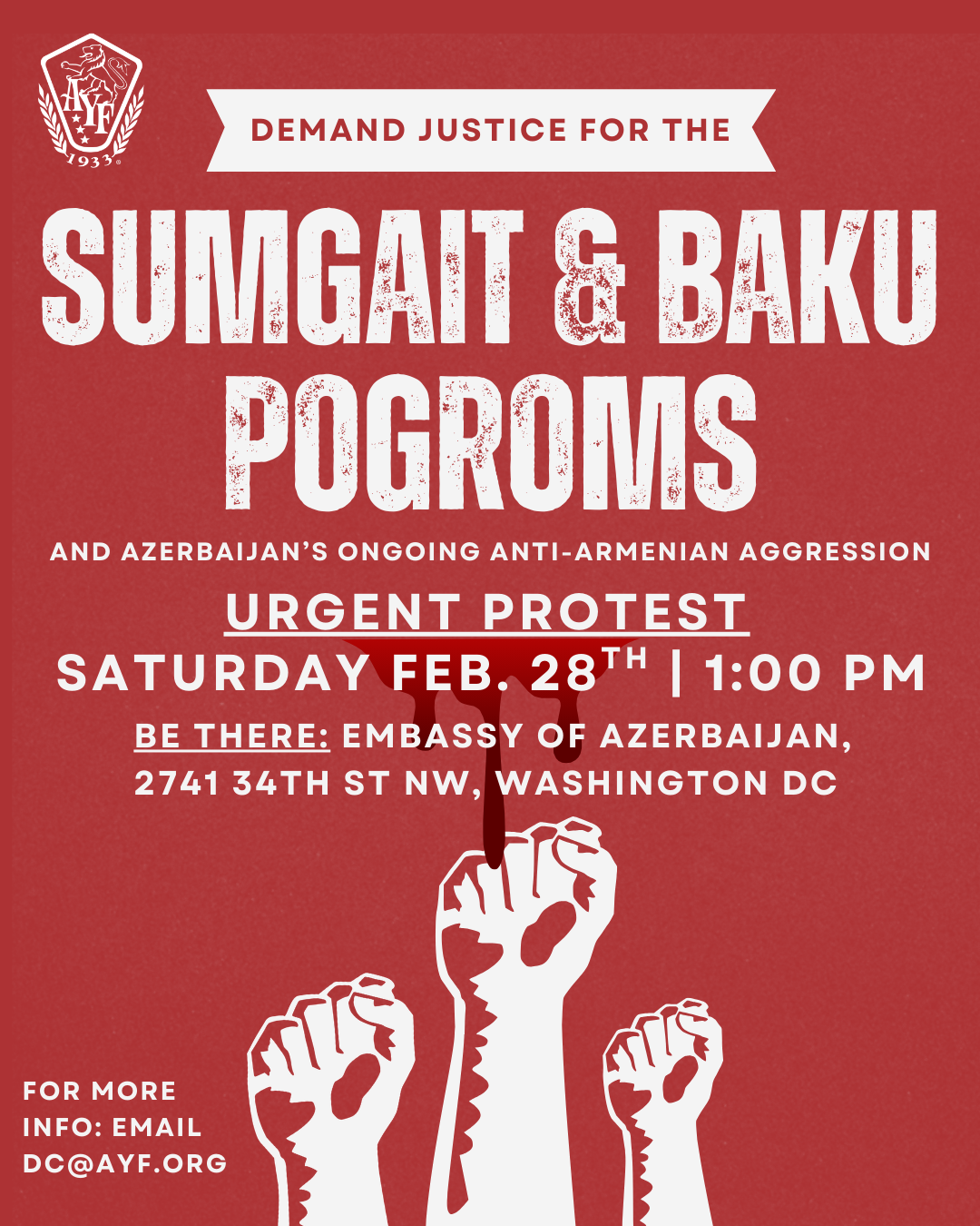 Armenian youth rally for Artsakh on anniversary of Sumgait and Baku massacres