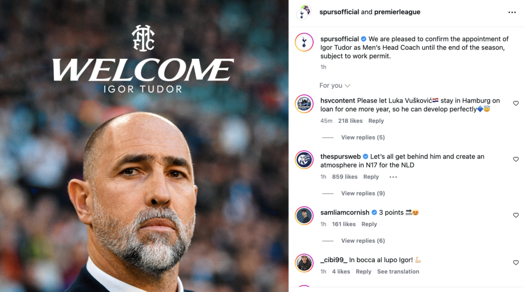 Igor Tudor Named Head Coach of Tottenham