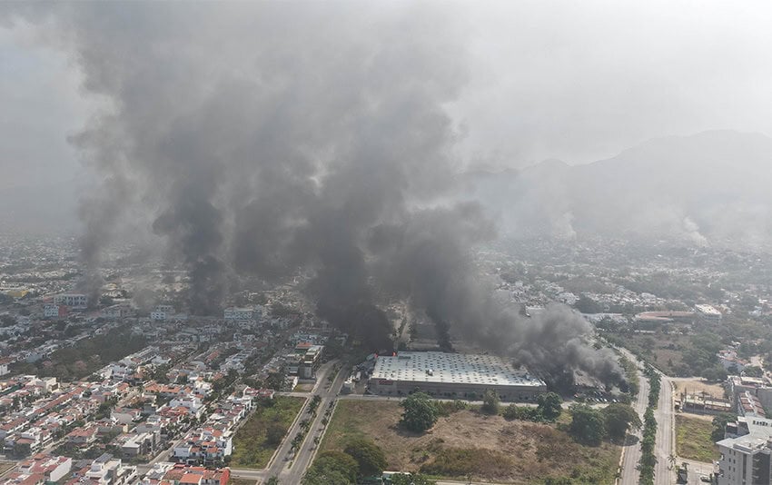 Smoke billows above puerto vallarta