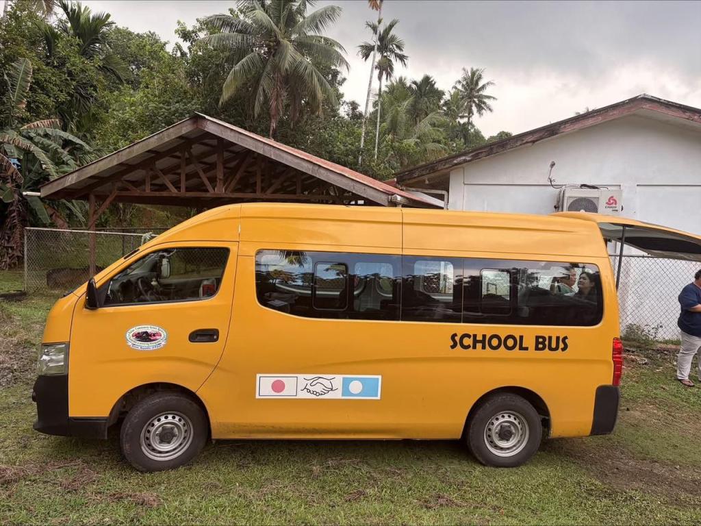 Japanese Embassy Checks In on 5-Year-Old School Buses Boosting Palau Kids’ Commutes