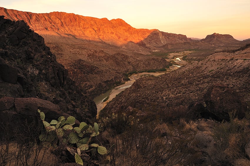 The Rio Grande runs along the Mexican border through Big Bend National Park