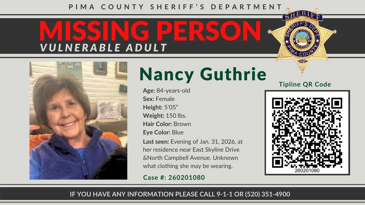 Nancy Guthrie believed abducted from home near Tucson
