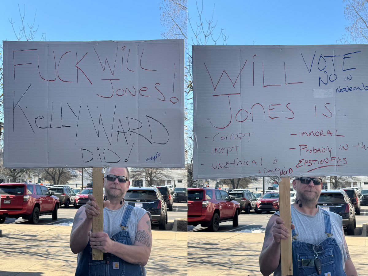 Protester posts up outside Prosecutor Will Jones’ office