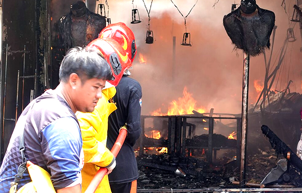 Raging fire ravages Koh Samui’s popular Fisherman’s Quarter. Extensive damage but no casualties reported