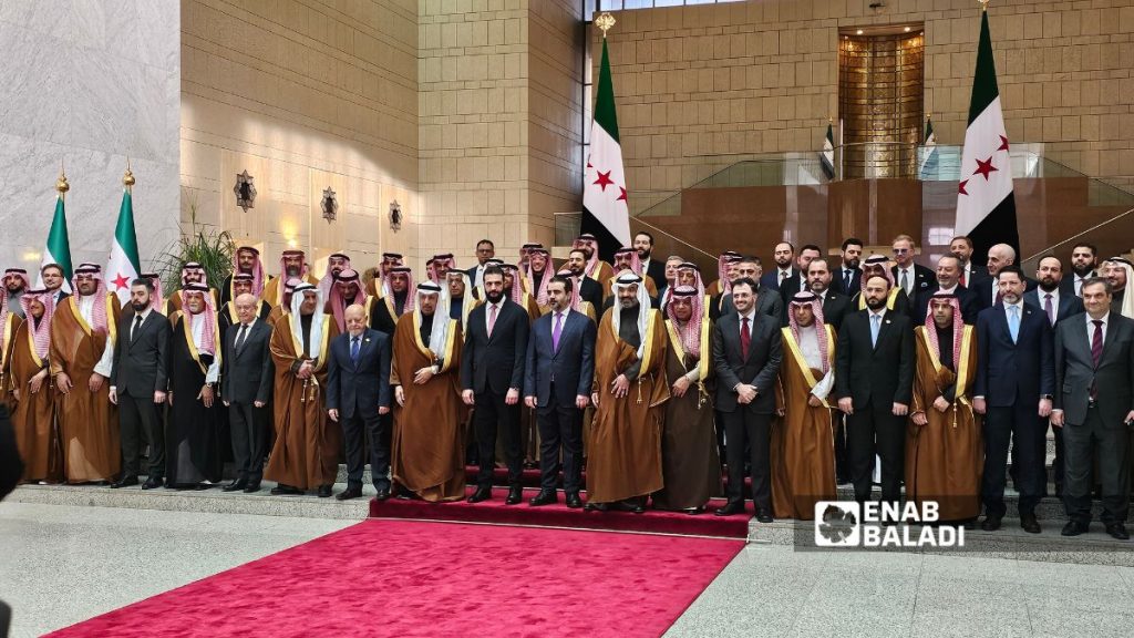 Syrian and Saudi officials after signing Saudi investment agreements in Syria worth more than $10 billion, 7 February 2026 (Enab Baladi, Ahmad Maslamani)