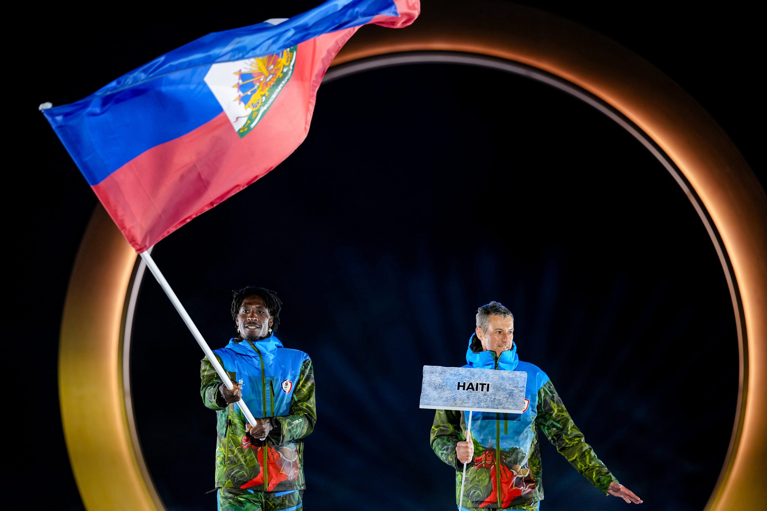 Stevenson Savart carries Haiti’s flag at Milan Cortina 2026 Winter Olympics