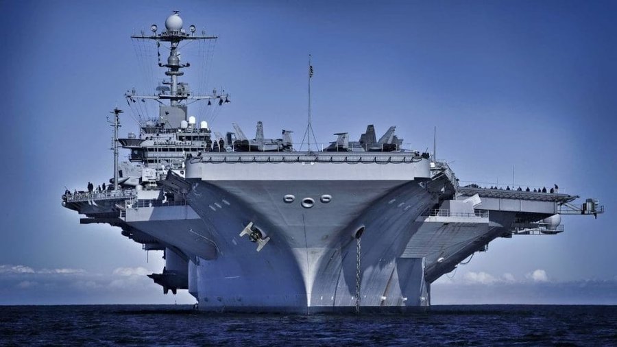 USS Gerald R. Ford docks at Souda Bay on its way to the Middle East