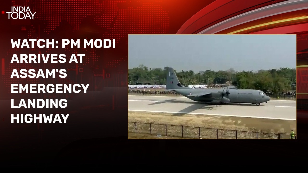 Watch: PM Modi arrives at Assam's emergency landing highway, attends IAF air show