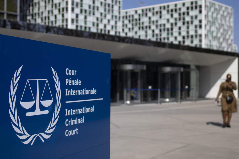 The exterior view of the International Criminal Court are pictured in The Hague, Netherlands, Wednesday, March 31, 2021.  (AP Photo/Peter Dejong, File)