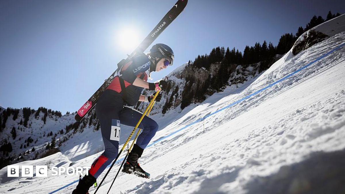 Emily Harrop competing in ski mountaineering