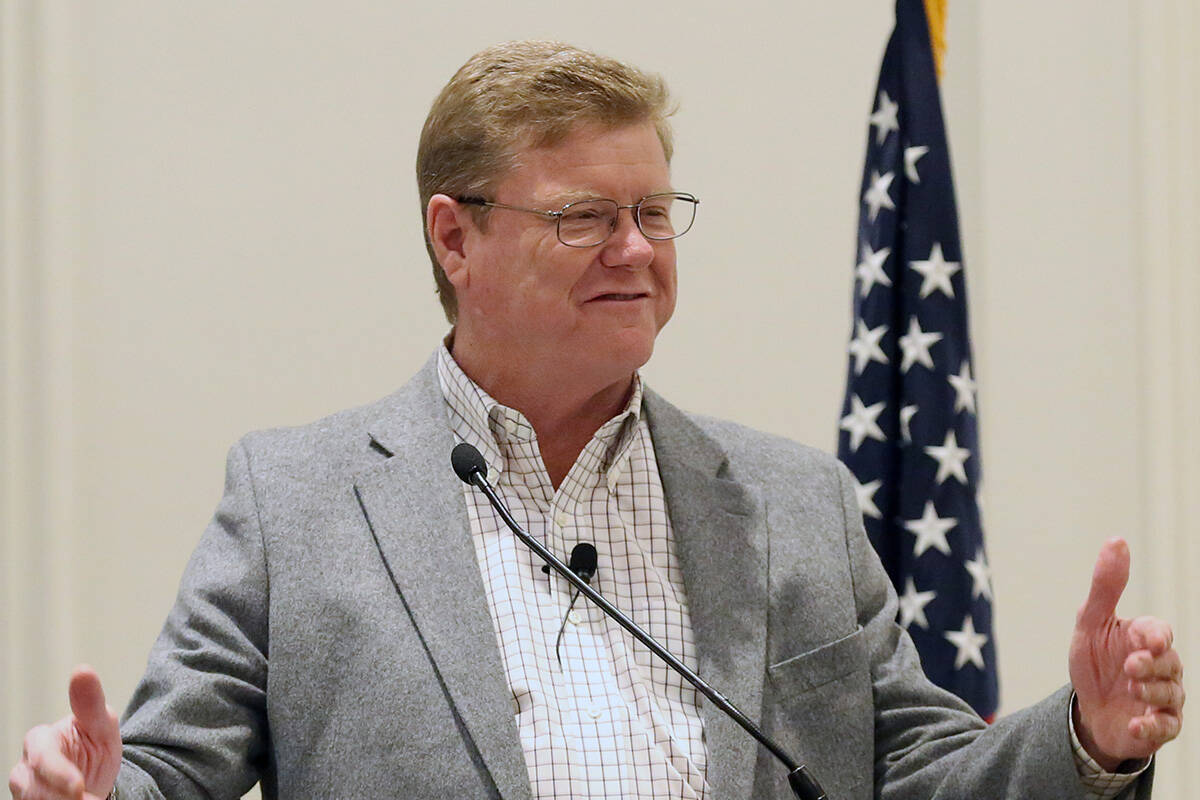 Rep. Mark Amodei, R-Nev., speaks during the Las Vegas Metro Chamber of Commerce's Eggs and ...