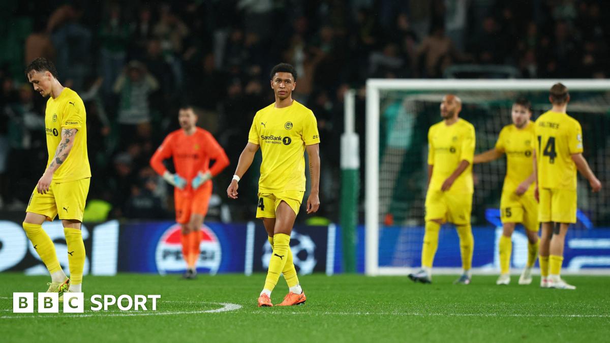 Bodo/Glimt players look disappointed after losing against Sporting