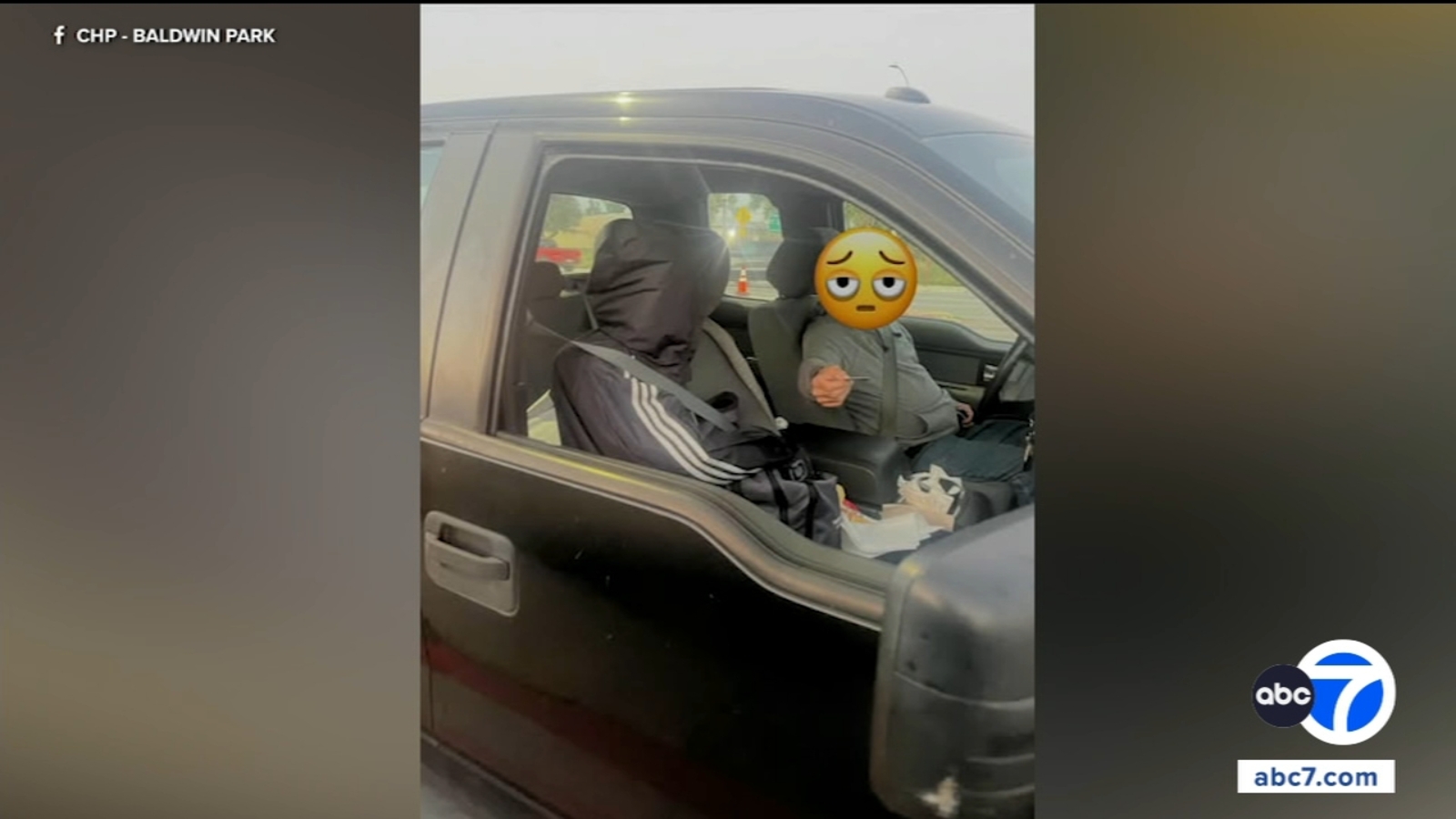 Driver tries to fool carpool lane on 10 Freeway in West Covina with fake jacket 'passenger'