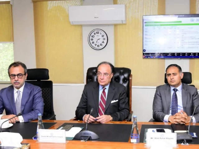 minister for finance muhammad aurangzeb chairs a high level meeting of the committee to monitor petrol prices on tuesday to review the energy supply situation photo x