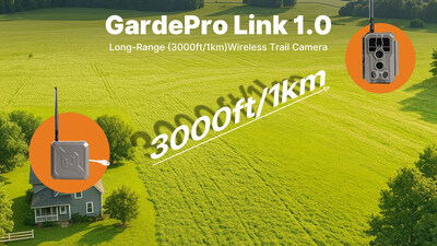 GardePro Link 1.0 long-range wireless trail camera system with hub and camera.