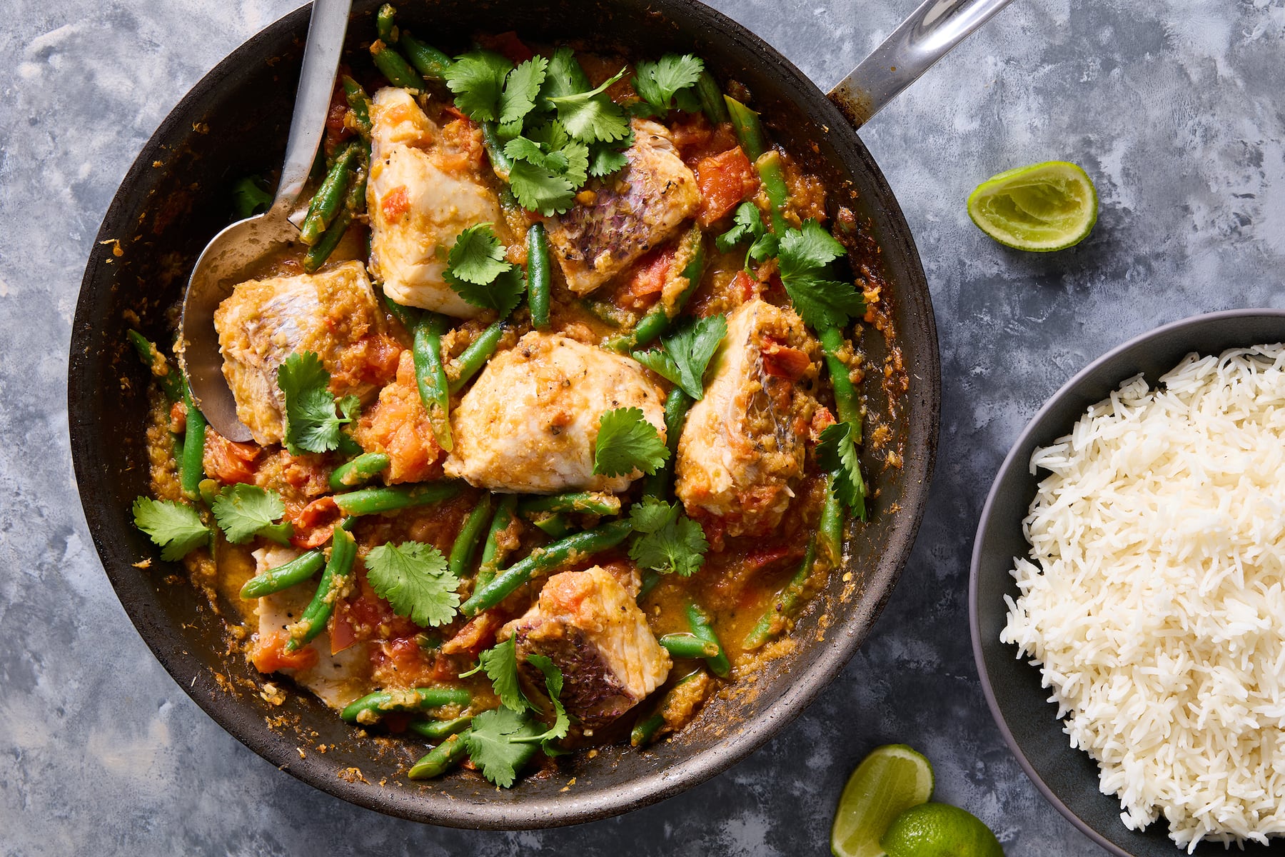 Gingery fish with green beans