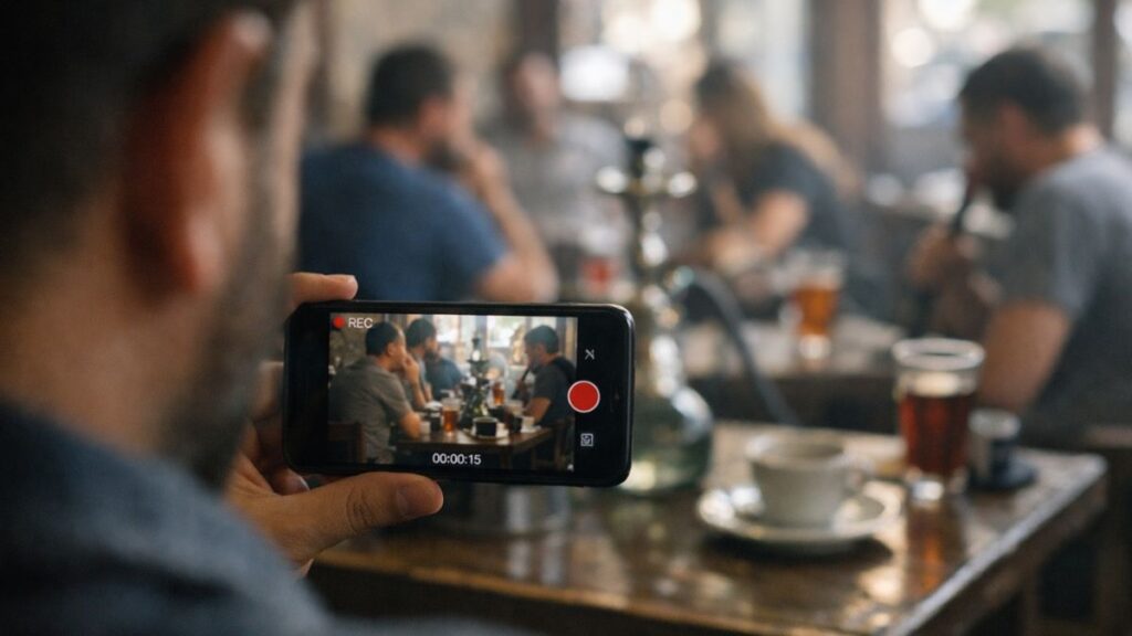 An incident involving the filming of people without their knowledge inside public places sparked debate over privacy and the law (AI-generated/Enab Baladi)