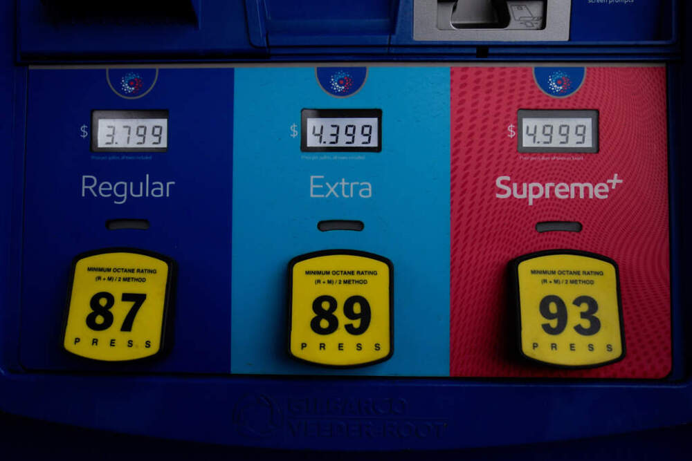 Gas prices are displayed at a station Wednesday, March 11, 2026, in Evanston Ill. (AP Photo/Erin Hooley)