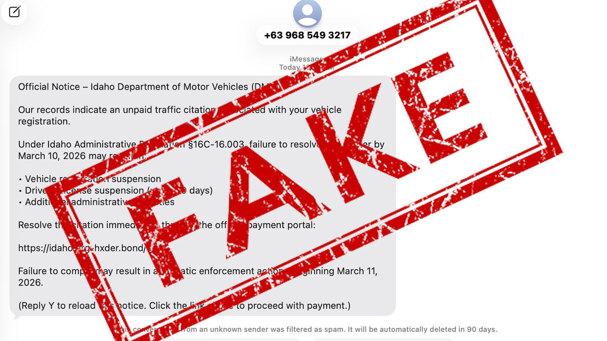Idaho Transportation Dept. warns of statewide DMV text message scam
